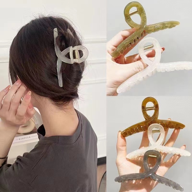 IF YOU Kẹp tóc   acrylic trong suốt dáng vuông phong cách Hàn Quốc cổ điển thời trang cho nữ