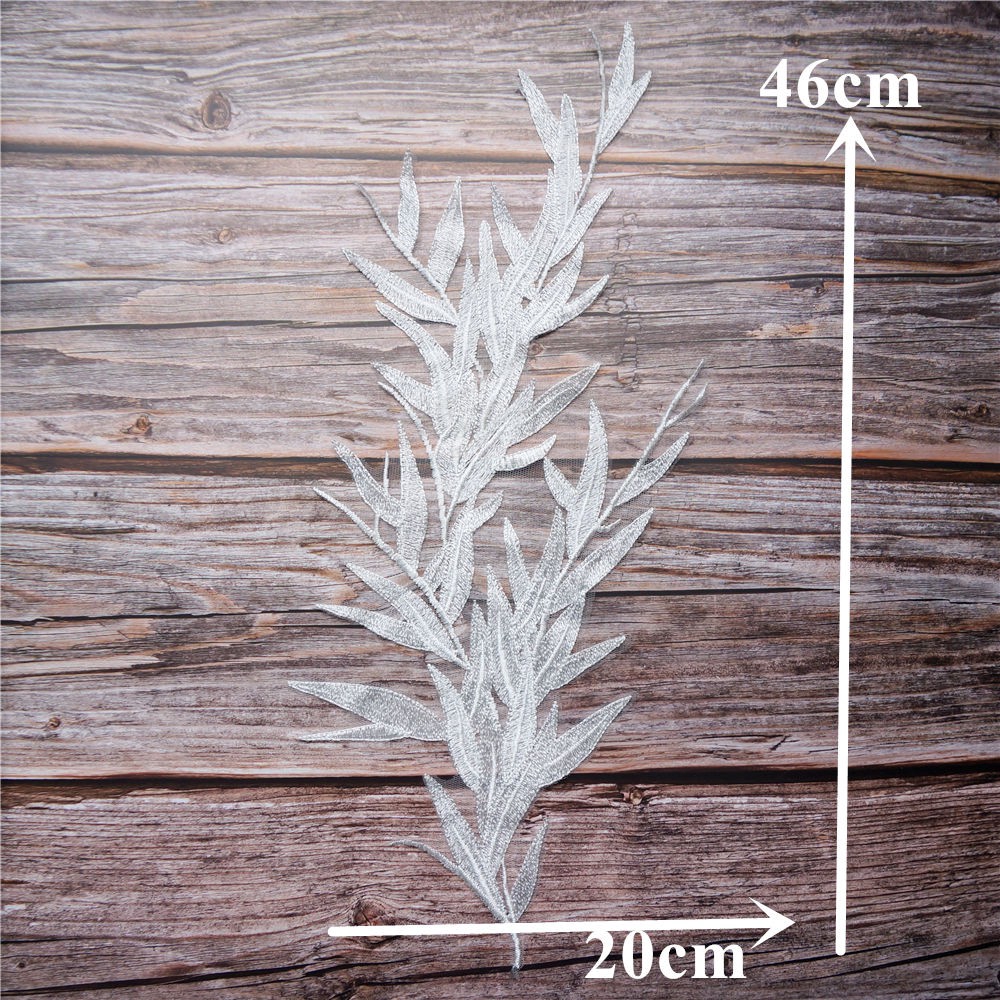 Miếng Vải Ren Thêu Hoa Lá Màu Trắng Dùng May Váy Cưới diy