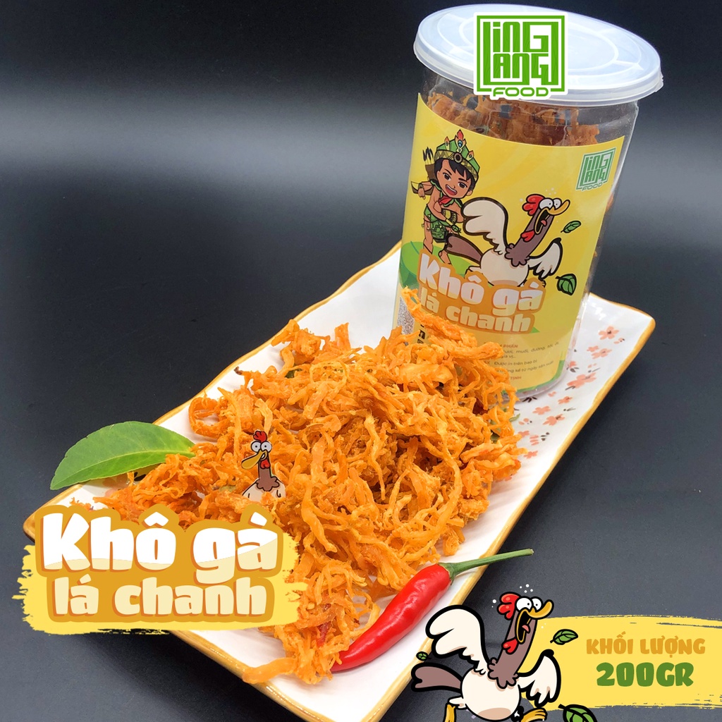 Khô gà lá chanh 200g Ling Lang Food, gà khô xé lá chanh thơm ngon chuẩn vị | BigBuy360 - bigbuy360.vn