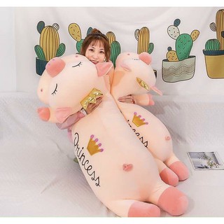 Gấu bông lợn hồng đeo vương miện 1m5