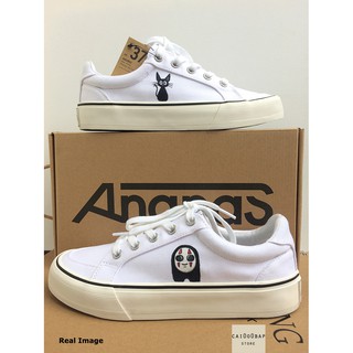 Giày Sneaker Trắng (hãng Ananas) Cổ Thấp Caibapstore Custom Hình Vô Diện và Mèo Đen