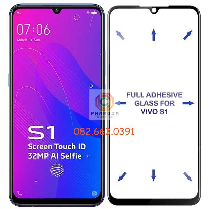 Kính cường lực Vivo S1 full màn hình, full keo, siêu chuẩn