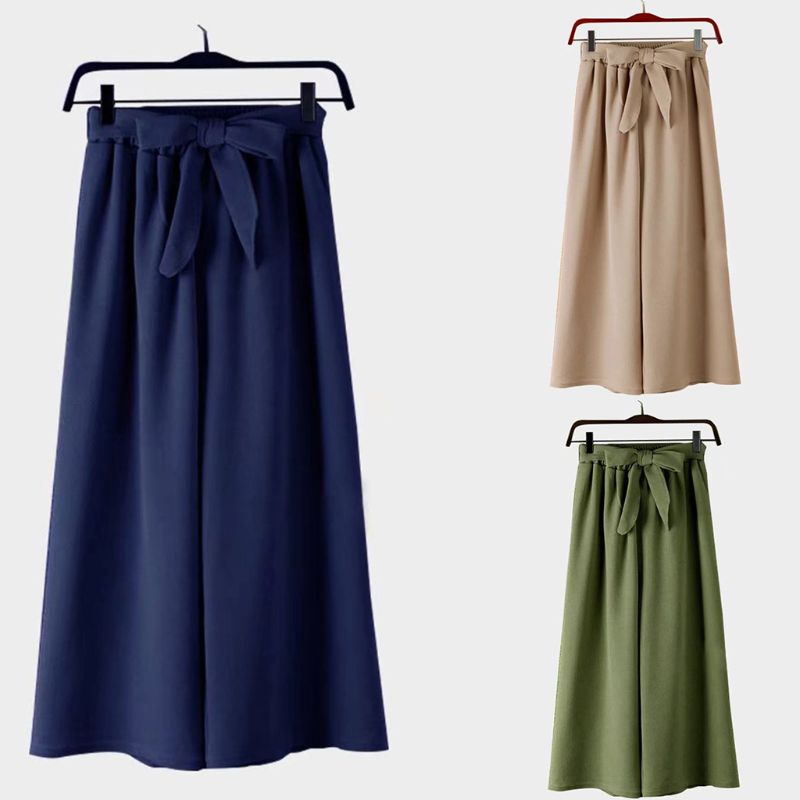 Quần Baggy Dài Dáng Rộng Suông Lưng Cao Co Giãn Màu Trơn Thời Trang Mùa Hè Cho Nữ