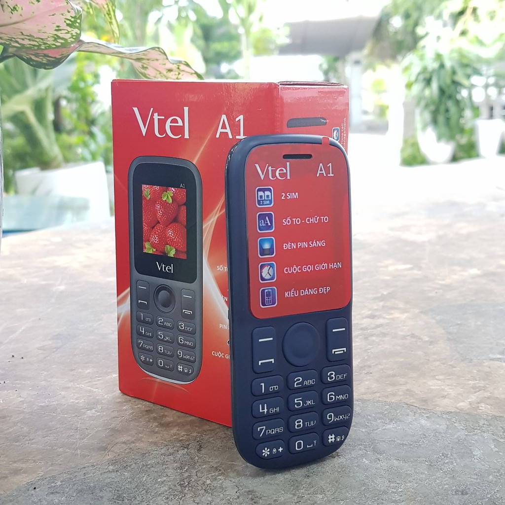 Điện Thoại GSM Vtel A1 (2 Sim) - Số To, Chữ To, Pin Bền, FM loa ngoài, Thiết Kế Đẹp - Hàng Chính Hãng, Bảo Hành 12 Tháng