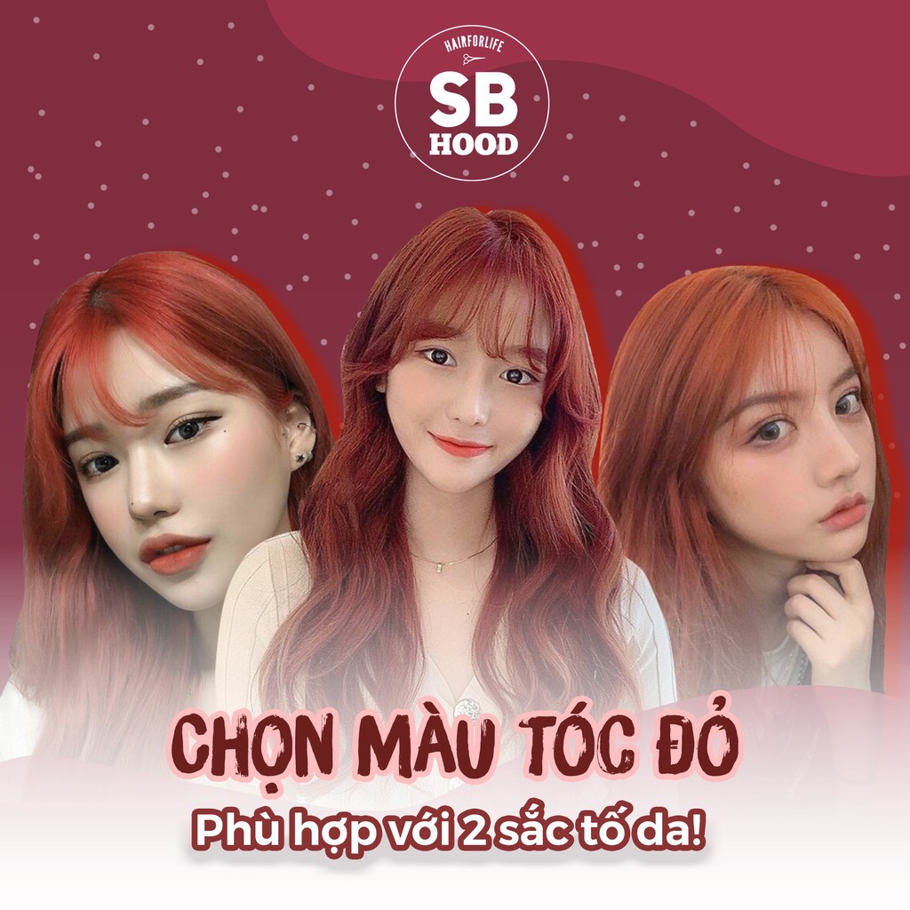 Thuốc nhuộm tóc SB Hood tone màu đỏ, tặng kèm Oxy (tẩy hoặc không tùy màu)