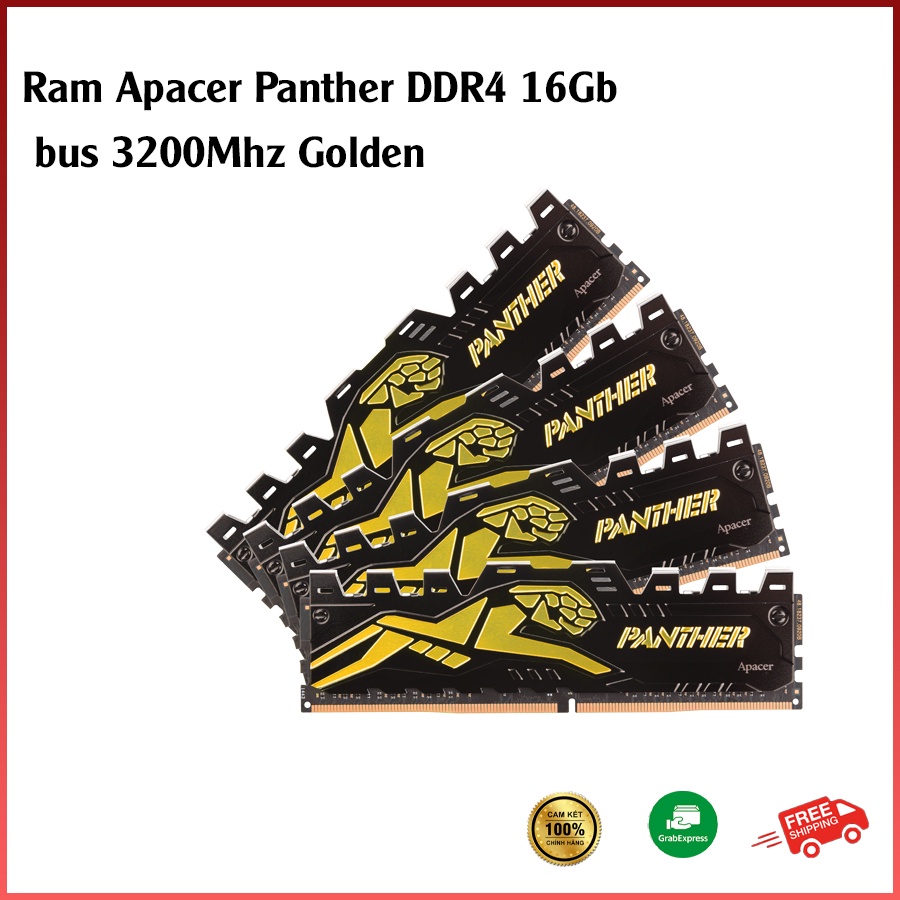 Ram PC RAM Máy Tính Apacer Panther DDR4 16Gb bus 3200Mhz Golden- Kim Trung Computer
