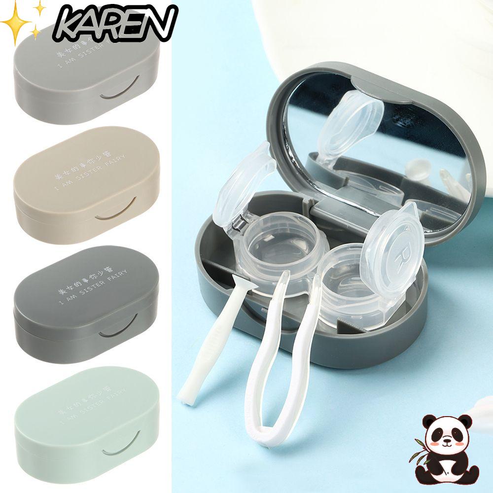 Hộp đựng kính áp tròng mini hình vuông nhiều màu sắc kèm gương thời trang