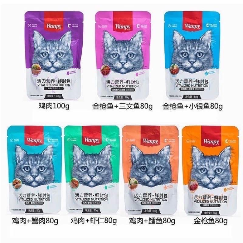 Thức ăn pate cho mèo Wanpy gói 80 gr