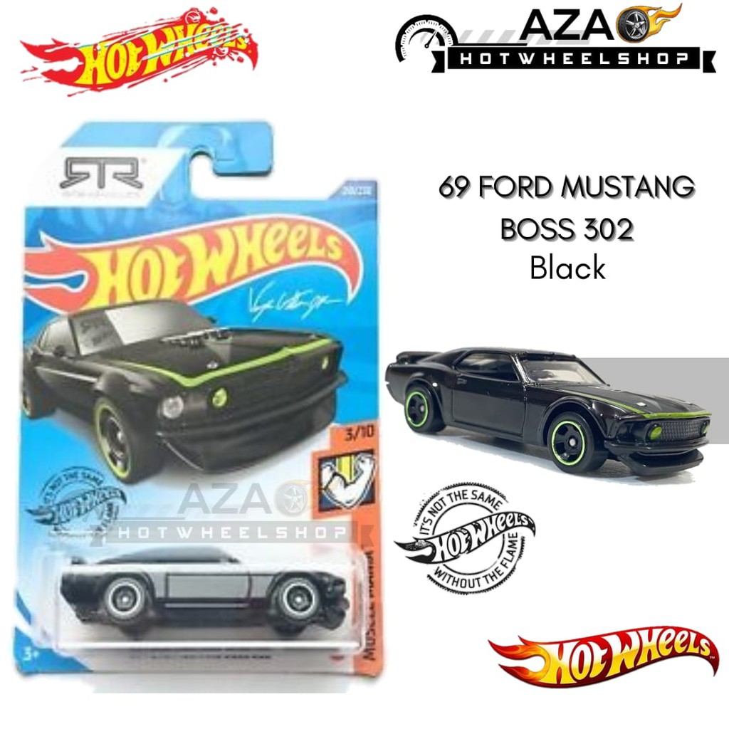 Mô hình xe đồ chơi Hot Wheels FORD MUSTANG BOSS màu đen 69 cho bé