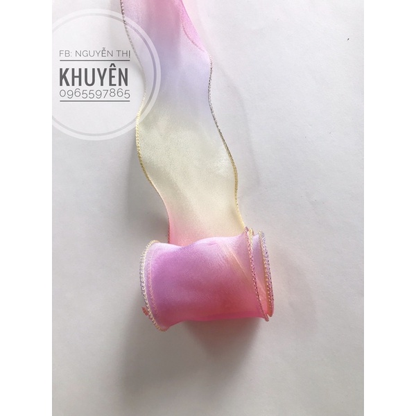 Ruy băng voan bèo cầu  vồng viền kim tuyến