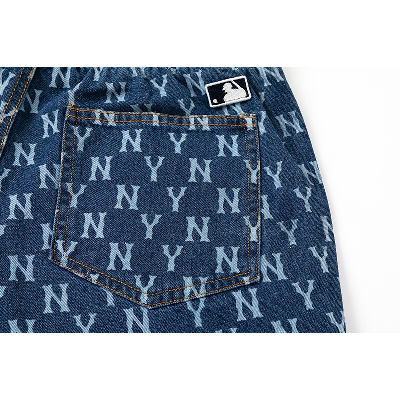 ❤❀  ❤ Quần Short Cotton Dáng Rộng Thêu Chữ MLB NY Thời Trang Đường Phố Mới Unisex