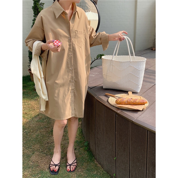 SUXI Áo Sơ Mi Cotton Tay Dài Dáng Rộng Chống Nắng Phong Cách Hàn Quốc Thời Trang Cho Nữ