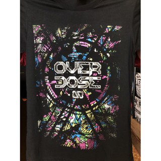 Áo thun Thái Lan màu đen in 3D chữ OverDose trắng có dấu X cắt ngang T0196
