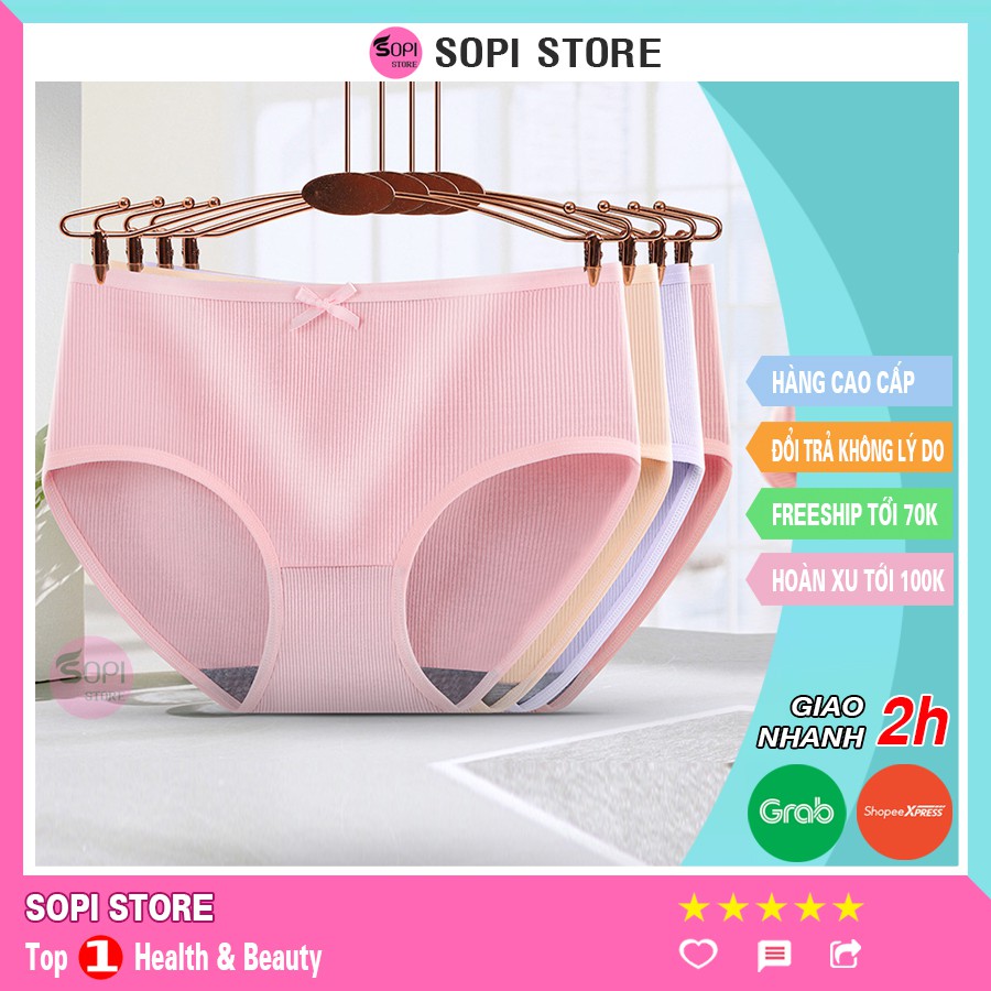 Quần lót nữ cotton cao cấp kẻ sọc một màu, quần lót cotton kháng khuẩn mỏng nhẹ thoáng khí QLH79 - Sopi Store | BigBuy360 - bigbuy360.vn