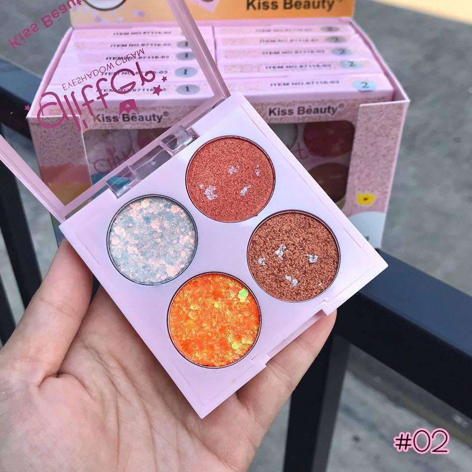 Nhủ Mắt Kim Tuyến 4 Ô Màu Tạo Điểm Nhấn Kiss Beauty Glitter Eyeshadow No.87116