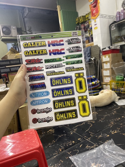 Tem dán xe nhiều chữ Galfer,liqui,nitron,hrc,.....