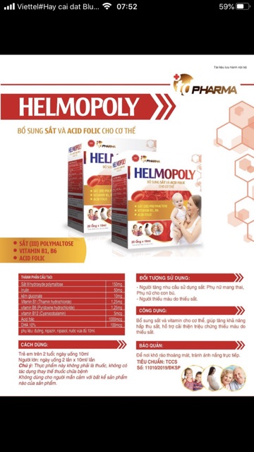 Sắt helmopoly bổ sung sắt cho trẻ em và người lớn