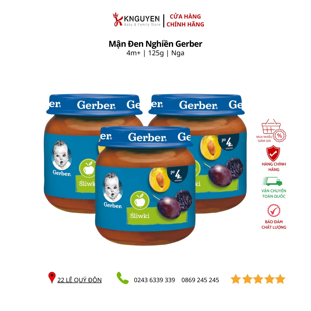 [HSD 2024 - Mẫu mới] Mận đen nghiền Gerber cho bé từ 4 tháng