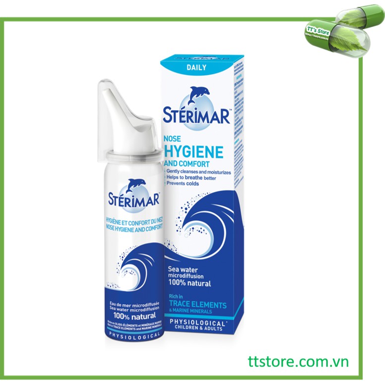 Sterimar Nose Hygiene - Dung dịch xịt mũi hằng ngày đẳng trương [sterima, xịt mũi cá heo, nước rửa mũi)