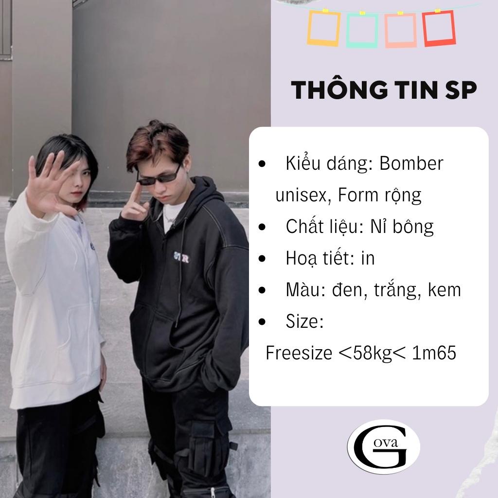 Áo Khoác Nỉ STR Dây Kéo Nam Nữ Ulzzang Unisex Form Rộng Chữ Thêu Đẹp GOVA