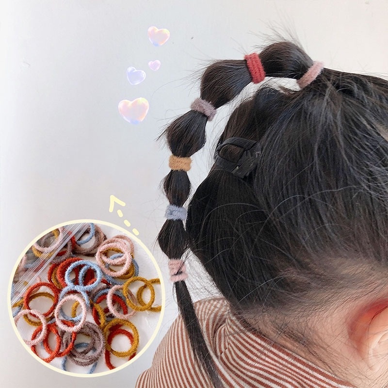 Bộ 100 Dây Cột Tóc Cao Su Nhiều Màu Sắc Thời Trang Hàn Quốc Cho Nữ