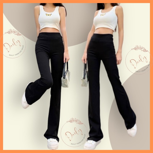 Quần Legging Ống Loe Dáng Dài Chất COTTON 100% Siêu Co Dãn Cạp Cao Tôn Vòng 3 Siêu Hách Dáng