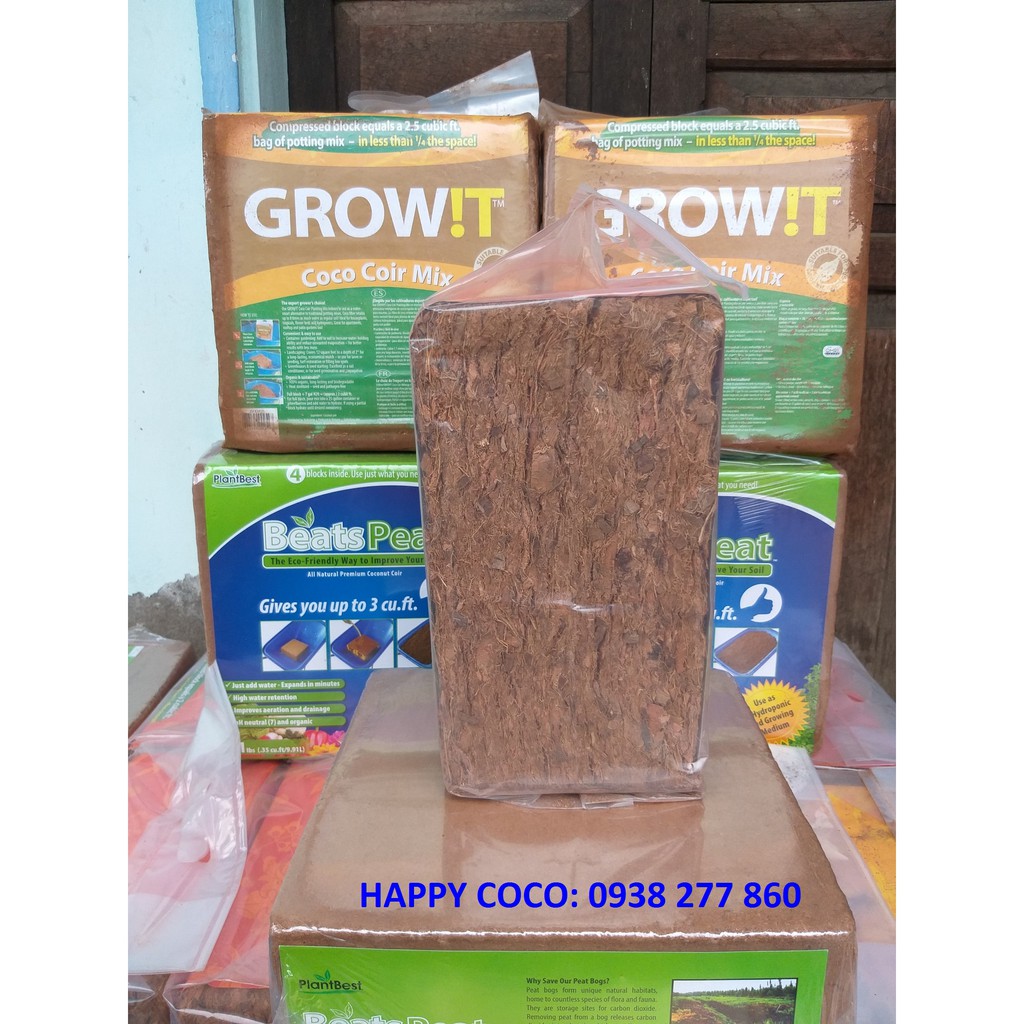 1kg xơ dừa, vỏ dừa cắt xử lý nấm bệnh GROW!T coco coir chips. Giá thể xơ dừa trồng Lan, trồng cây,..