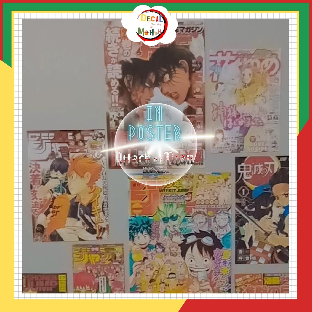 Poster ANIME Attack On Titan Chuẩn Manga,Bìa Màu Đại Chiến TITAN  A3 30x42cm CÓ KEO DÁN SẴN