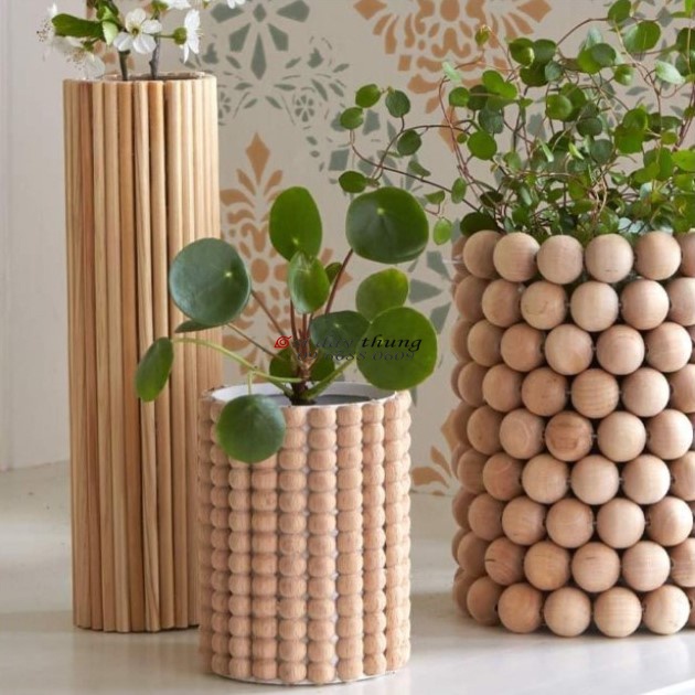 Hạt gỗ tròn, làm macrame, handmade, decor