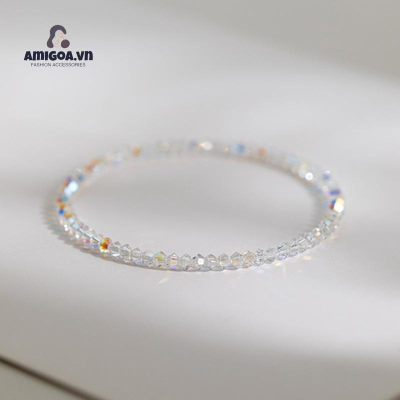 ✨✨Siêu Flash!Hàng Chính Hãng Vòng Đeo Tay Siêu Mỏng Đính Pha Lê Đơn Giản Kết Cấu Nhẹ Sang Trọng Cho Nữ