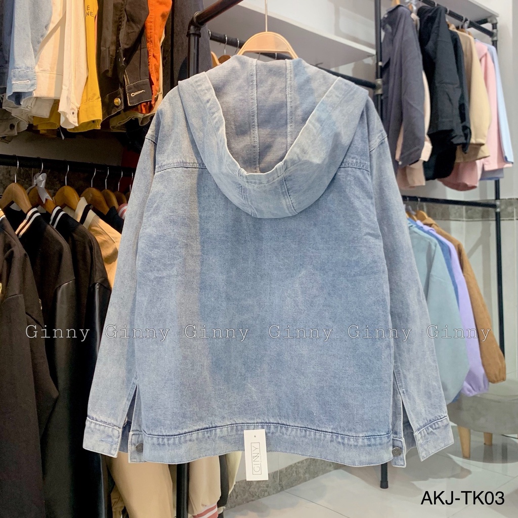 Áo Khoác Jean Phối Nón AKJ TK03 | Phong Cách | Thời Trang | GinHouseShop