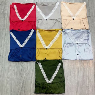 (Cooll) Bộ ngủ lụa nữ pha ren