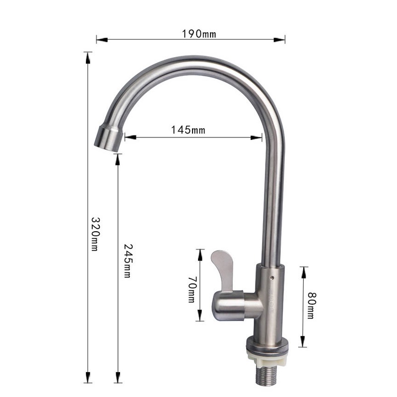 Vòi rửa chén, vòi lavabo VHF4 bằng hợp kim thép không rỉ kèm dây cấp inox 304 dài 50cm