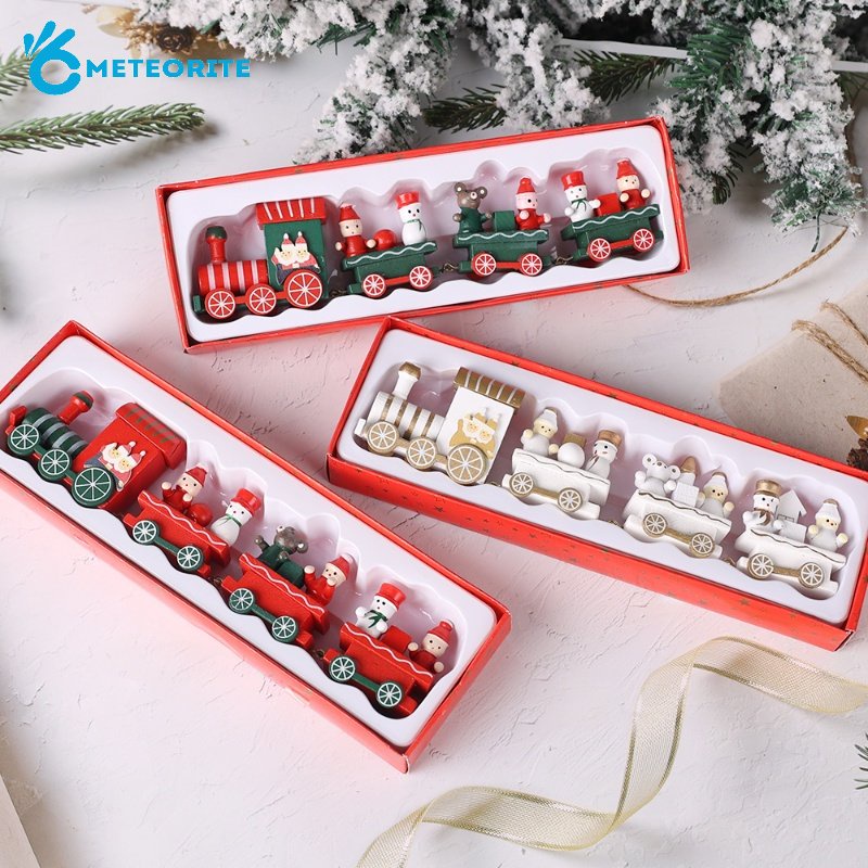 Đồ Chơi Tàu Lửa Bằng Gỗ Sơn Họa Tiết Hoạt Hình Ông Già Noel Gấu Người Tuyết / Người Tuyết Trang Trí