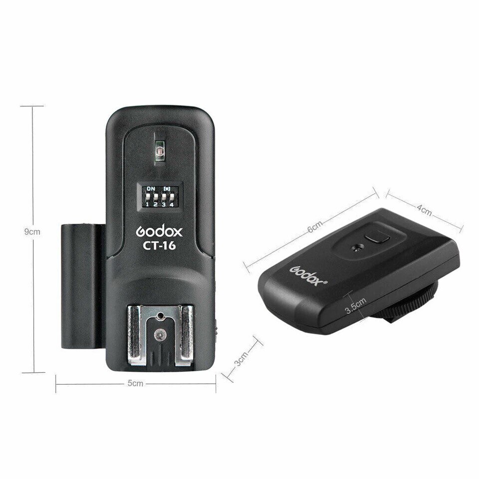 Bộ Kích Hoạt Đèn Flash Máy Phát Radio Godox CT-16 6 Kênh Và 2 Bộ Nhận Dành Cho Canon Nikon Pentax Studio Speedlite Flash