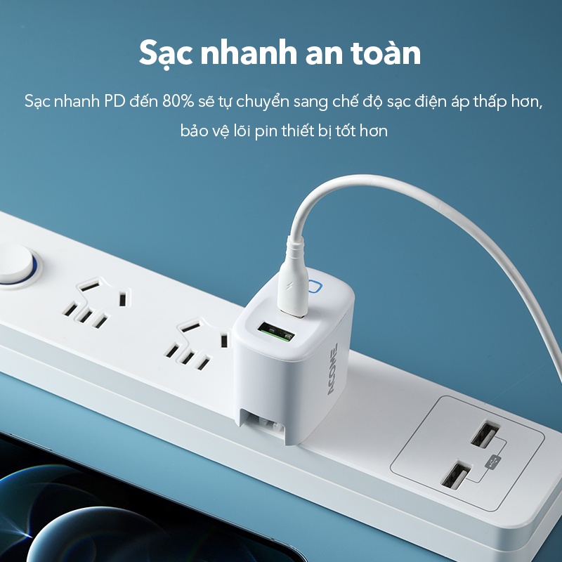 Cốc Sạc Nhanh ACOME AC10U 20W - 2 Cổng USB-A/Type-C