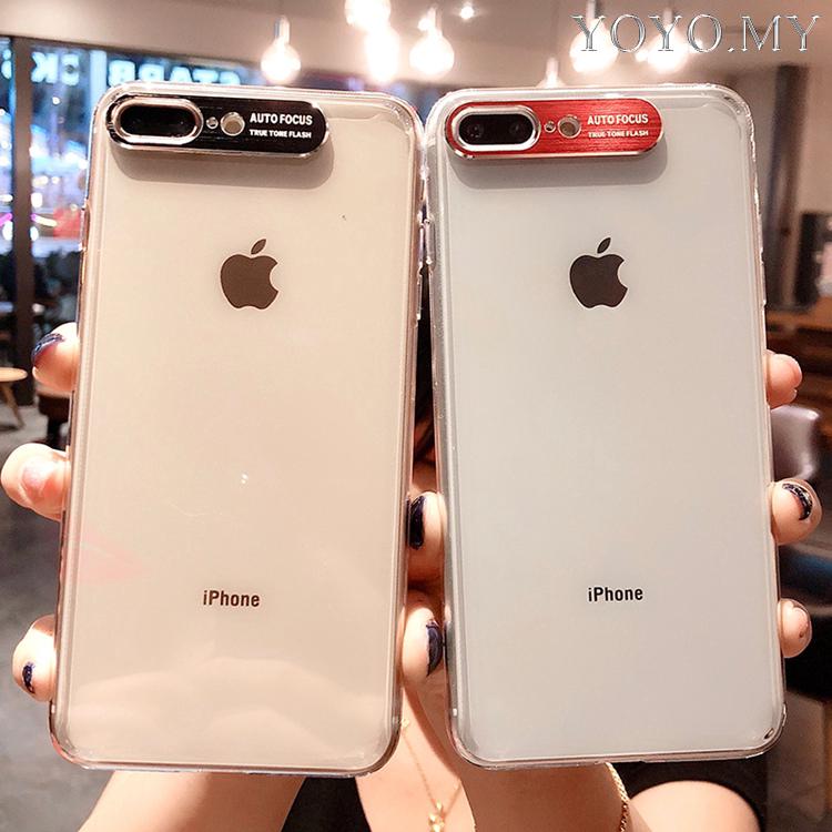 iPhone XR XS Max 8 7 Plus Metal Lens Camera Protector Case Clear TPU Soft Cover