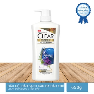 Dầu Gội Sạch Gàu Clear Botanique 5 Tinh Dầu Cho Da Đầu Khô 650g