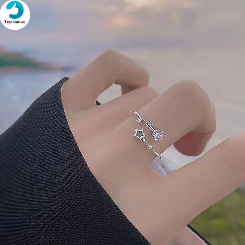 Nhẫn Hở Hai Lớp Hình Ngôi Sao Đính Đá Pha Lê Thời Trang
