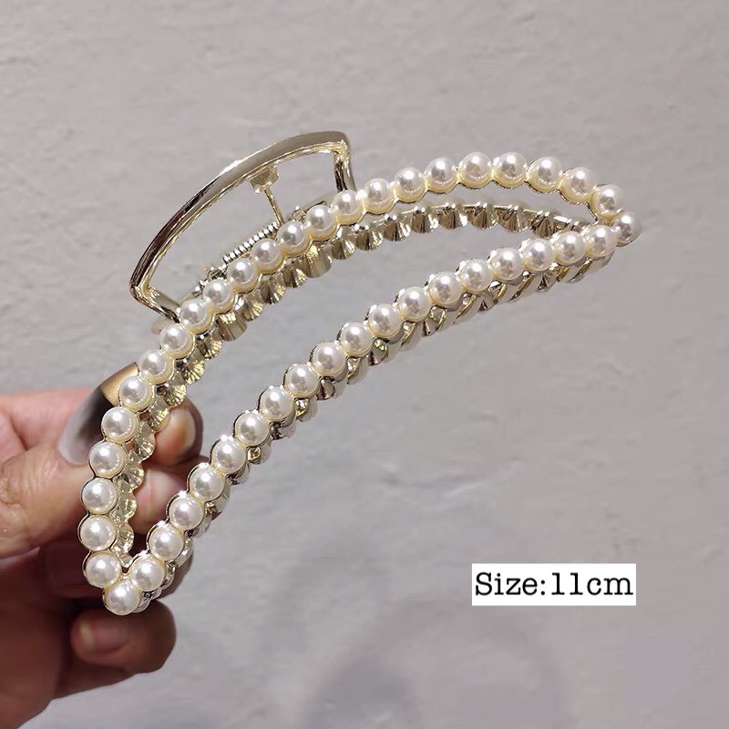 Kẹp tóc Hàn Quốc đính đá Cặp tóc càng cua kim loại thời trang xinh sang chảnh chữ D hottrend Miituu KD7