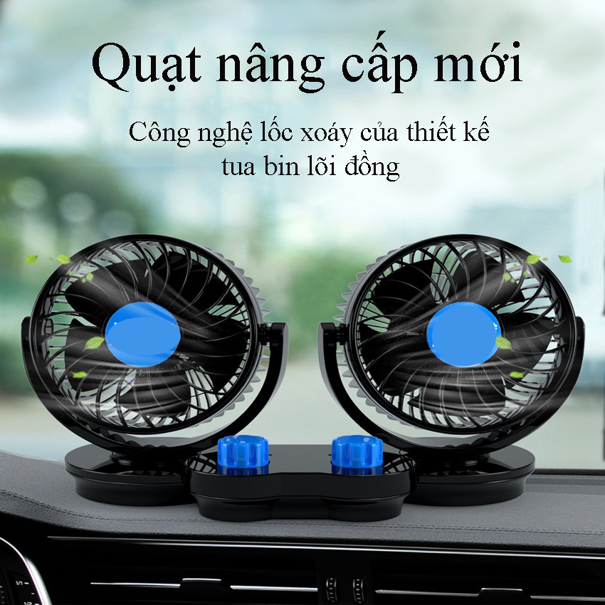 Quạt, Quạt Mini Đôi Ô Tô Xoay 360 Độ Thông Minh, Quạt Để Bàn Làm Việc Mila Store