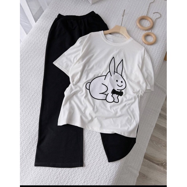 Sét áo thỏ nơ +quần ống rộng xuông PM11