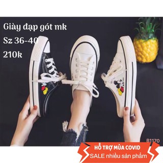 Giày đạp gót nữ kiểu rách cá tính đế 4p
