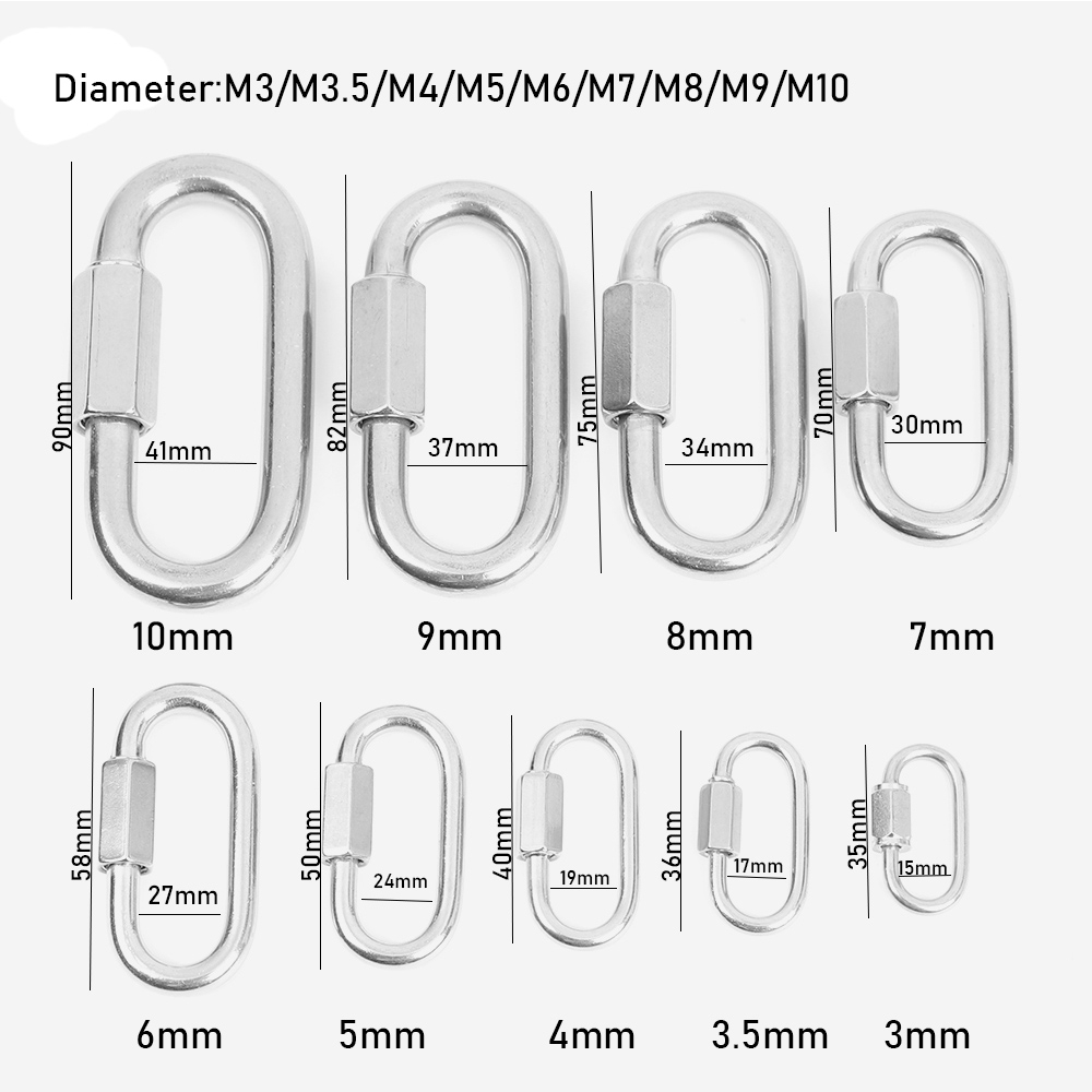 Móc Khóa Dây Xích Bằng Thép Không Gỉ Tiện Dụng Cho Leo Núi