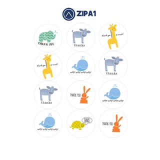 10 miếng dán sticker Thank You - Hình Con vật - 2.5x2.5cm / miếng - A1021 - Zip A1