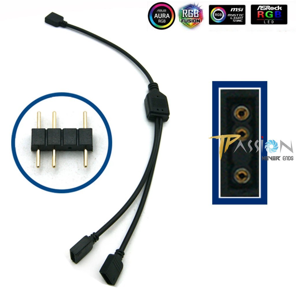 Dây chia cổng ARGB 3Pin 5V từ 1 ra 2, 3, 4,5, 6, 10 cổng, chuyển cổng VDG - Addressable RGB Splitter, cáp chia, bền đẹp