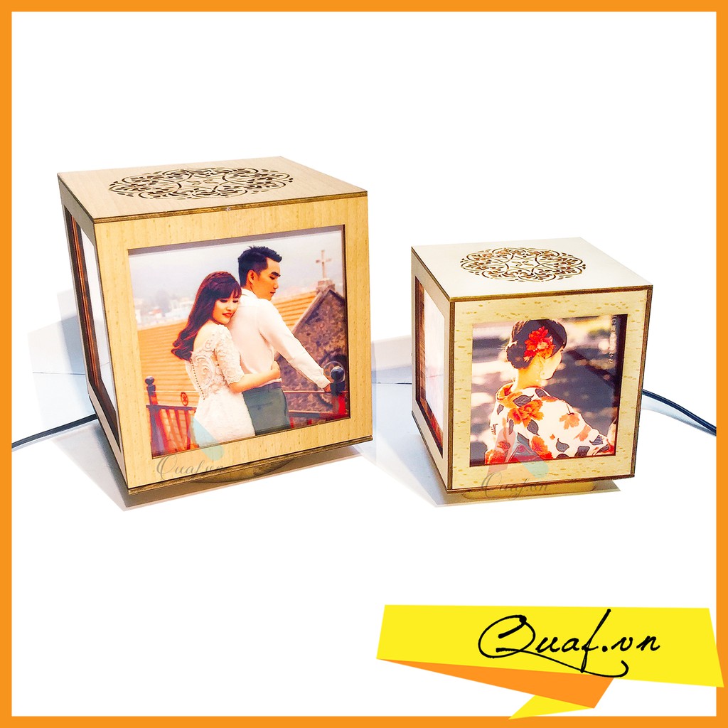Đèn tranh gỗ vuông mini - đèn ngủ mini [IN ẢNH THEO YÊU CẦU]
