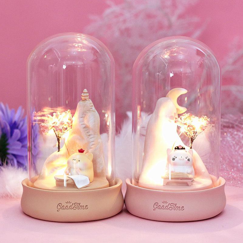 Đèn Trang Trí Mèo Hoàng Gia Trong Lồng Kính
