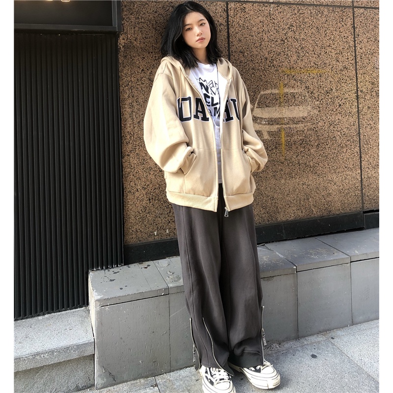 Áo Khoác cardigan Có Nón Dáng Rộng Dày Dặn Màu Xám Thời Trang Mùa Xuân Cho Nữ