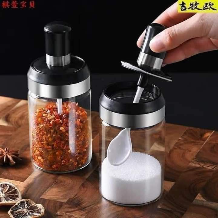 Lọ đựng gia vị, hũ đựng gia vị kèm thìa múc mẫu mới 2021.
